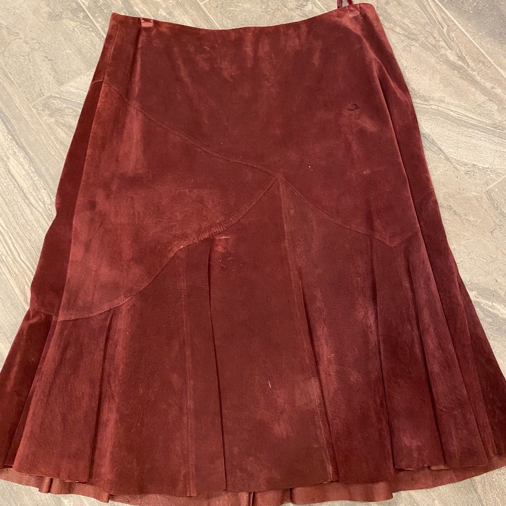burgundy suede skirt